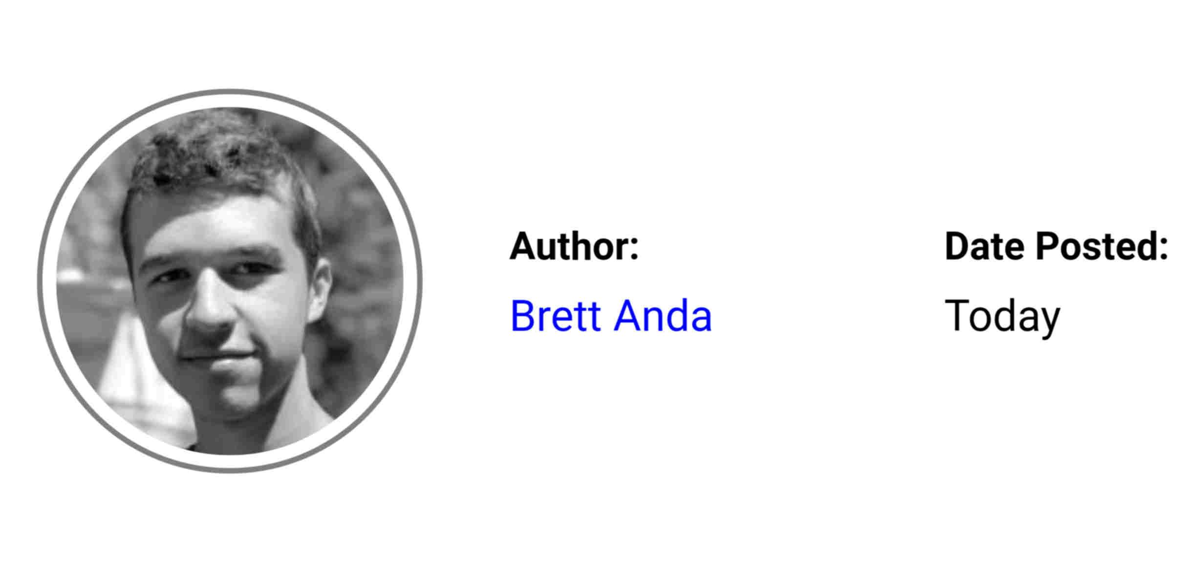 A simple author byline for Brett Anda