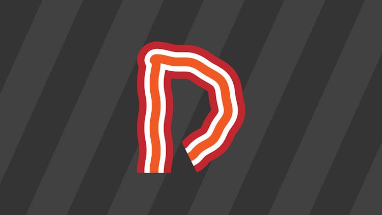 The Developer Bacon logo on a striped grey background.